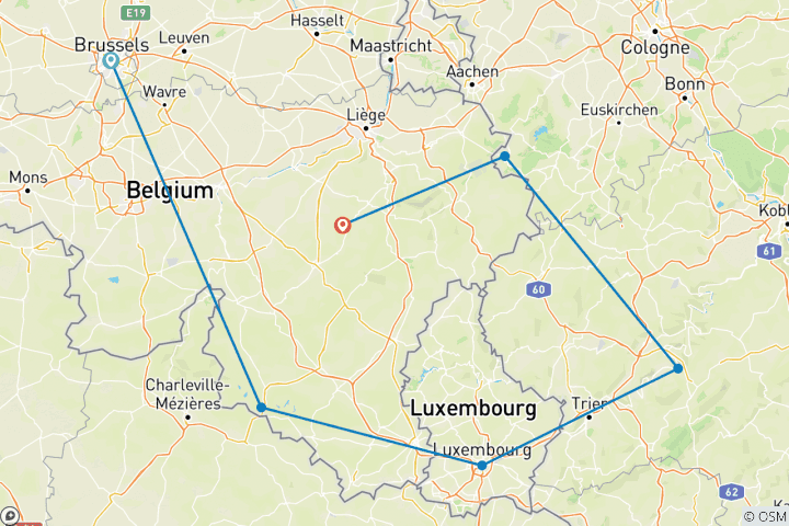 Kaart van Het hart van Europa - met gids - 5 dagen