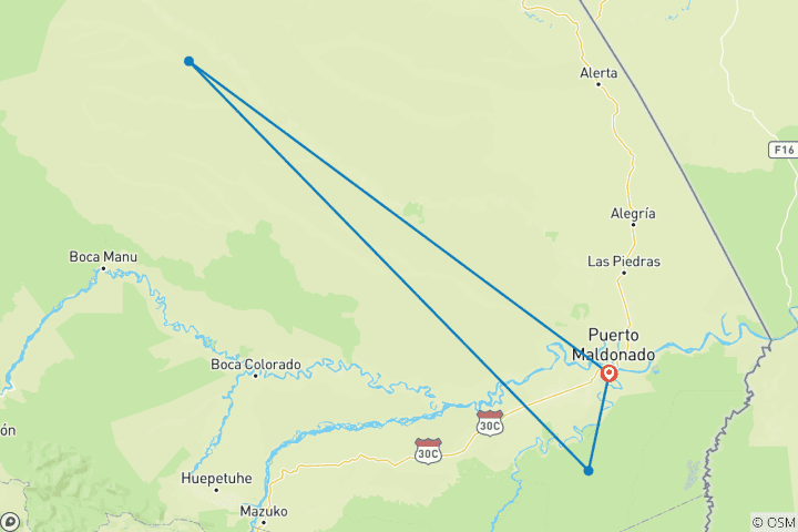 Map of 5 days - Tambopata Amazon Jungle