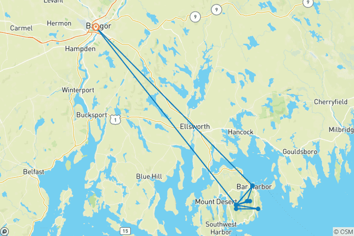 Carte du circuit Le parc National d'Acadia, dans le Maine