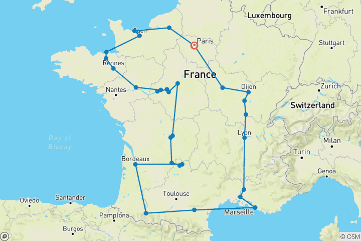 Mapa de Gran vuelta a Francia