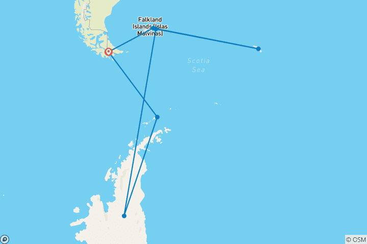 Map of Shackleton's Antarctica, South Georgia & Falklands Explorer (Ocean Endeavour)