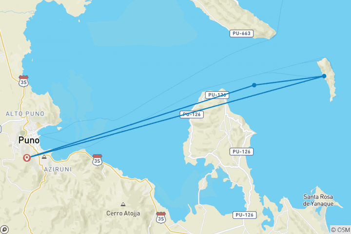 Map of 3 days - Puno & Lake Titicaca package