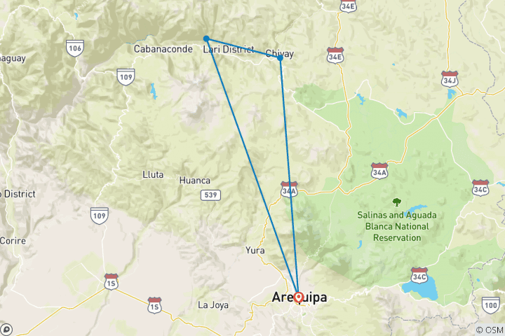 Map of 5 days - Arequipa & Colca Canyon & Sillar Stone