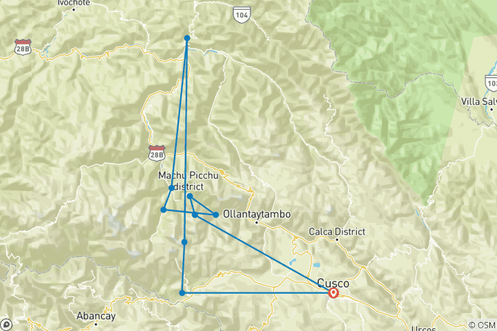 Map of 5 days - Salkantay Trek to Machu Picchu