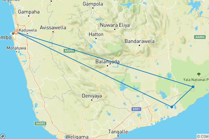 Map of 3-Day Luxury Glamping in Yala National Park