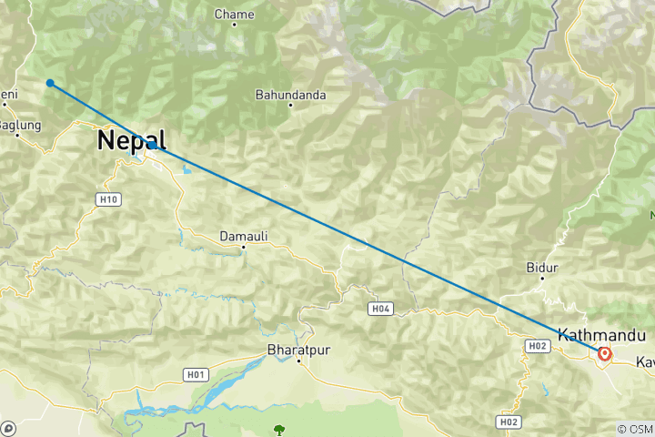 Carte du circuit Trek du lever du soleil à Poonhill