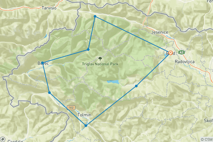 Kaart van Fietsen rond de Julische Alpen - Slovenië