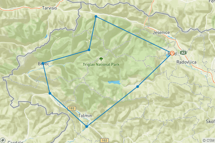 Mapa de En bicicleta por los Alpes Julianos - Eslovenia