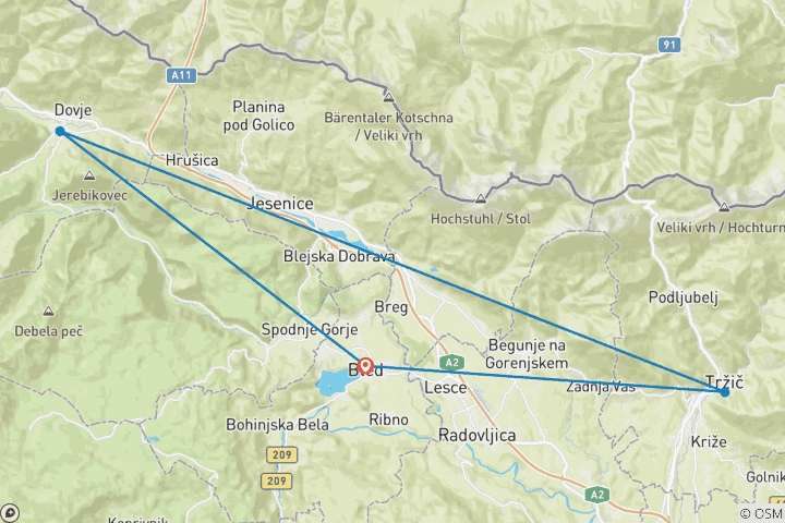 Map of Majestic Karavanke Mountains Walk – Slovenia