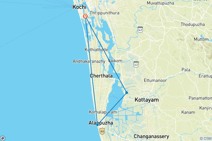 Carte du circuit Circuit de vacances ayurvédiques et holistiques