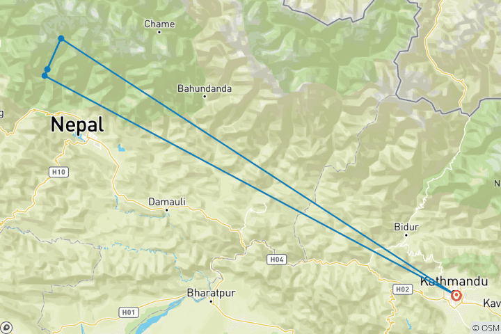 Map of Short Annapurna base camp trek