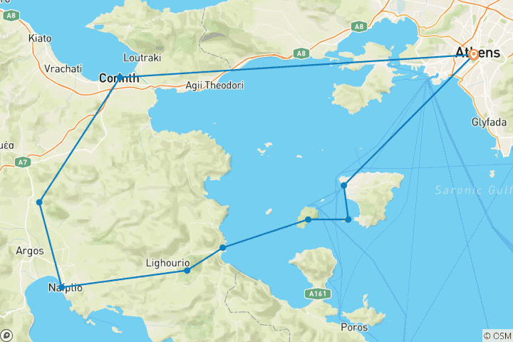 Carte du circuit A la découverte du golfe Saronique