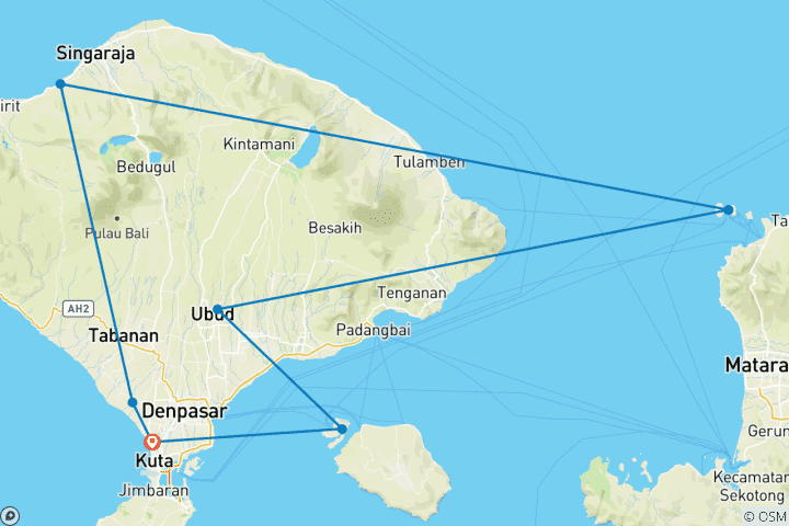 Map of Bali Experience 15 Day