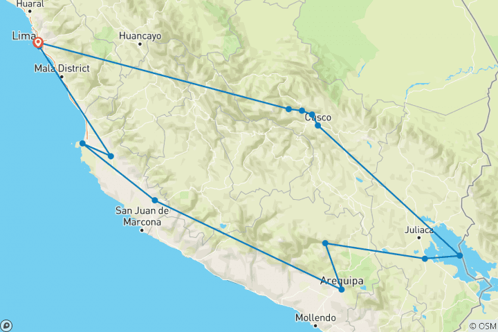 Carte du circuit Découverte du Pérou