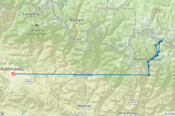 Map of Everest Base Camp Trek - 14 Days for 2025/2026