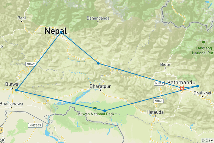 Kaart van Nepal in een oogopslag Luxe