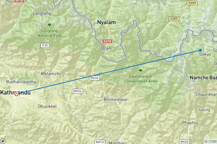 Map of Scenic Everest Mountain Flight