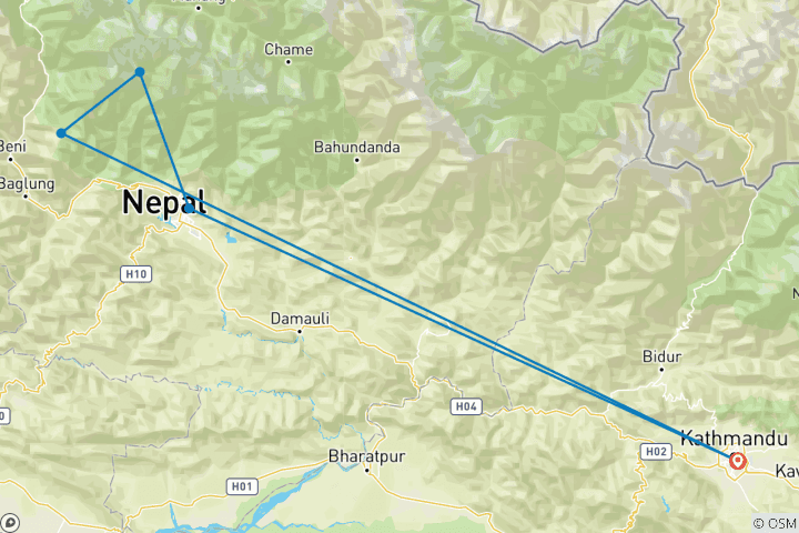 Carte du circuit Trek de Ghorepani Poonhill