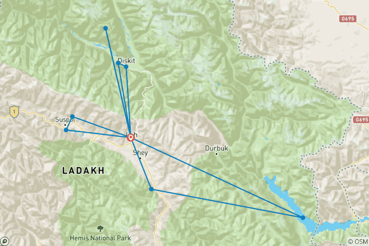 Karte von Reise nach Ladakh