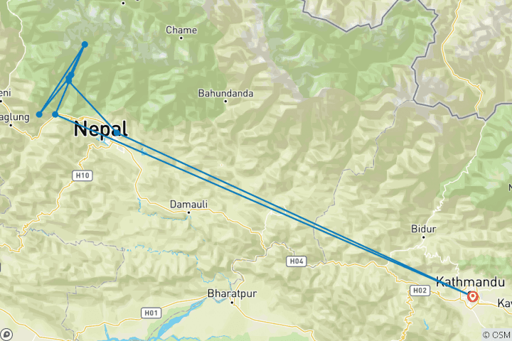 Map of Annapurna Base Camp Trek