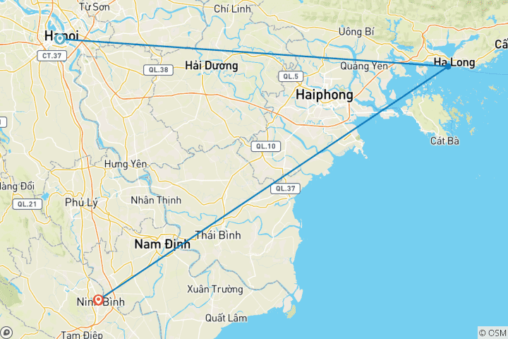 Carte du circuit Le nord du Vietnam en un coup d'œil 5 jours 4 nuits