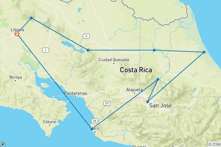 Carte du circuit Ultimate Escape Costa Rica, autotour