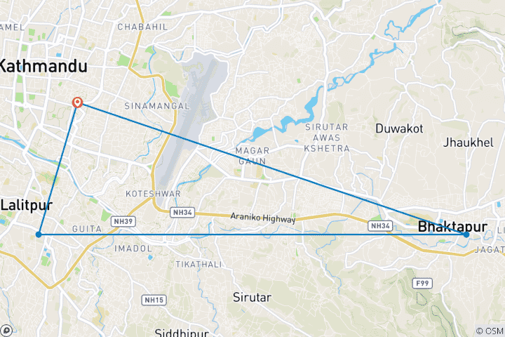 Map of Kathmandu Heritage Site Tour-2 Days