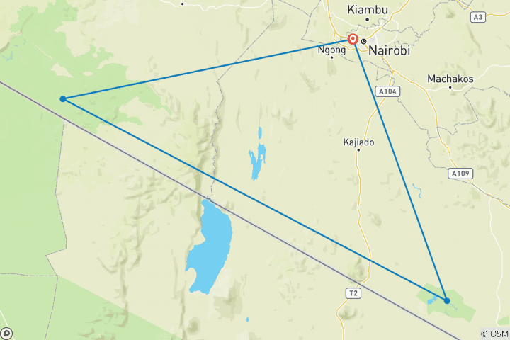 Map of 5 Days Amboseli - Mara Safari