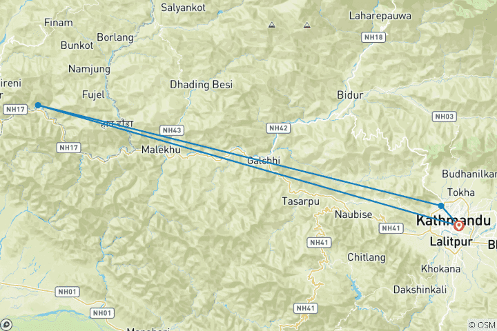 Carte du circuit Circuit Manakamana Darshan - Circuit d'une journée - Népal