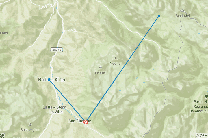 Map of Walking the Dolomites of Alta Badia