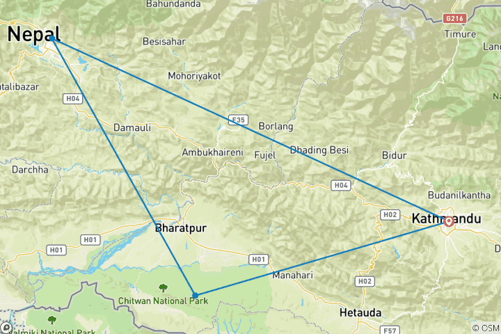 Karte von Nepal Entdeckungsreise