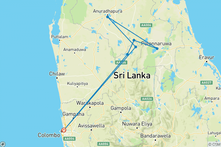 Map of 5-Day in Cultural Heart of Sri Lanka