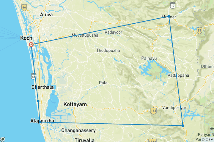 Carte du circuit Le meilleur du Kerala