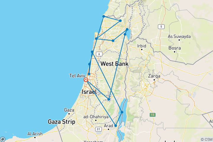 Map of Journey of Israel Classic Tour - 4 Days