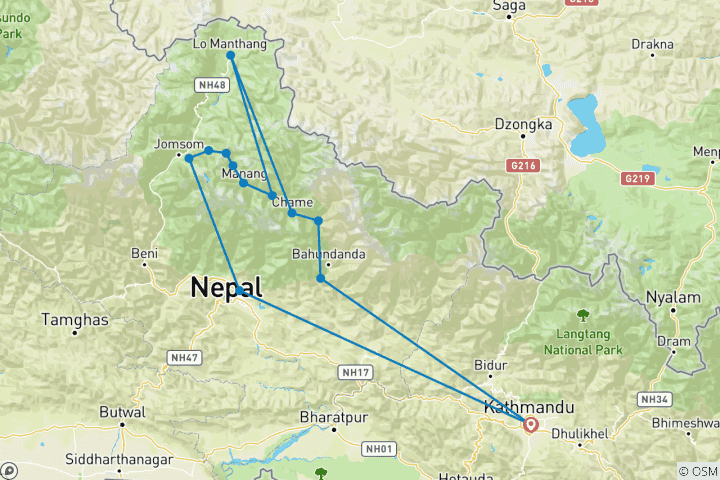 Map of Annapurna Circuit Trekking