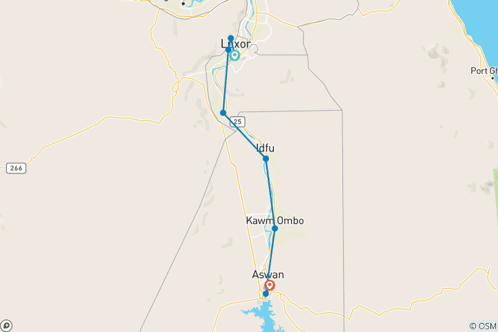 Carte du circuit Croisière de 4 nuits sur le Nil Semiramis au départ de Louxor