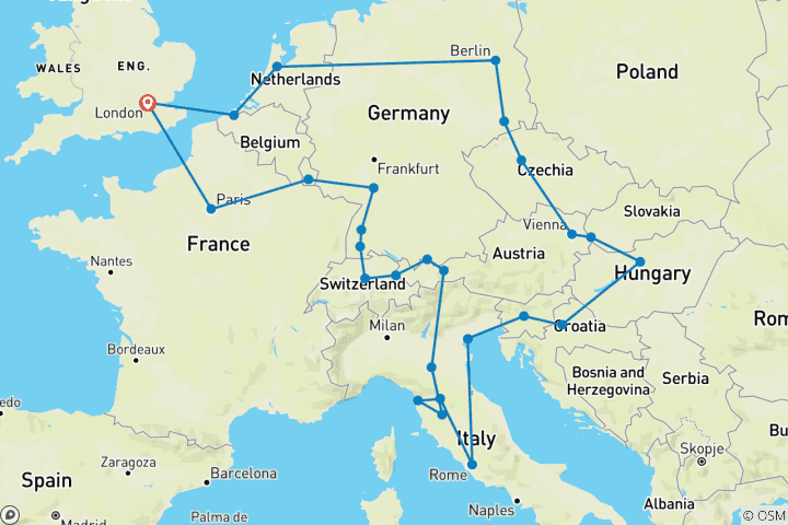 Carte du circuit Le meilleur de l'Europe