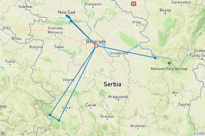Map of Best of Serbia in one week - SMALL GROUP