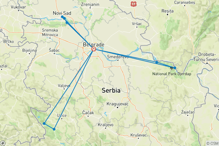 Carte du circuit Le meilleur de la Serbie en une semaine - petit groupe