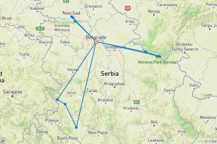 Map of Best of Serbia in one week - SMALL GROUP