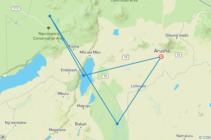 Karte von Tansania Lodge-Safari (3 Tage)