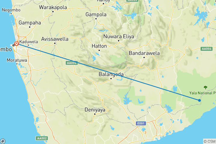 Map of Overnight Luxury Glamping in Yala With Return Transfers (From Colombo)