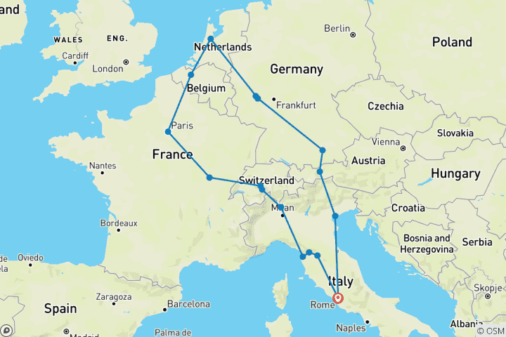 Carte du circuit Escapade en Europe