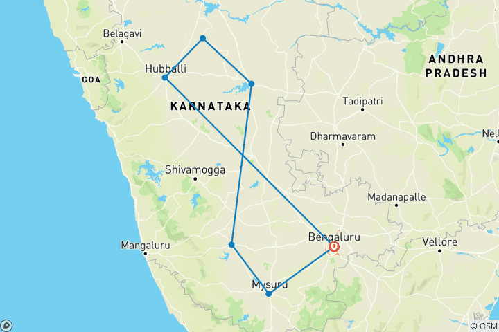 Carte du circuit Le meilleur du Karnataka - avec Hampi - 9 jours