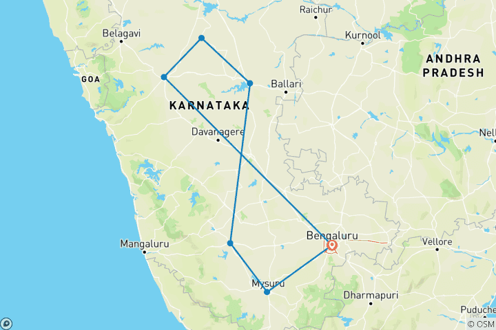 Carte du circuit Le meilleur du Karnataka - avec Hampi - 9 jours