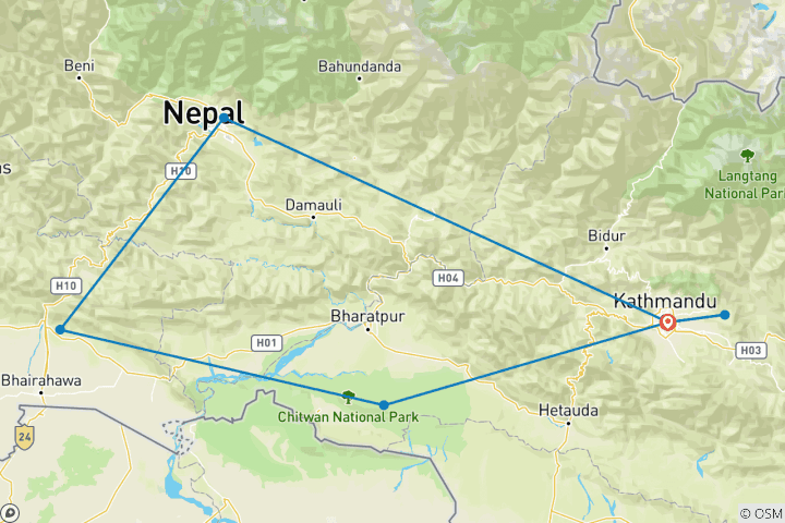 Map of Wonderful Nepal Tour