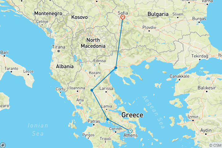 Carte du circuit Balkan Express (petit groupe)