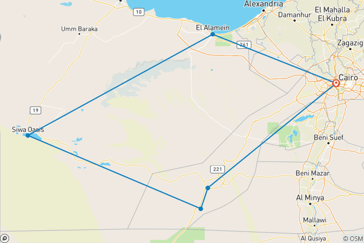 Mapa de Paquete de 7 días y 6 noches a Siwa, Bahariya y el desierto Blanco