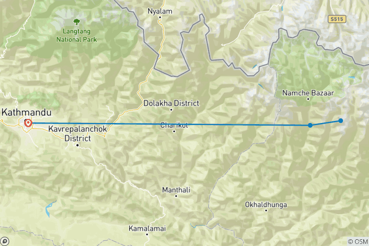 Kaart van Mera Piek Beklimming-13 dagen