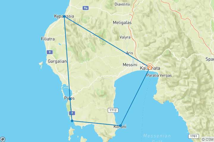 Carte du circuit Circuit côtier en Messénie